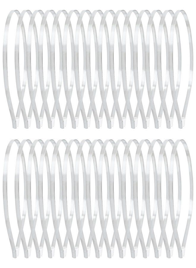 Dizila 30 Pack 0.7cm/0.28" Smooth Plain Blank DIY Craft Silver Thin Metal Headbands Frame Base Wire Hair Bands Accessories for Women Men Girls Teens Kids - Image 1